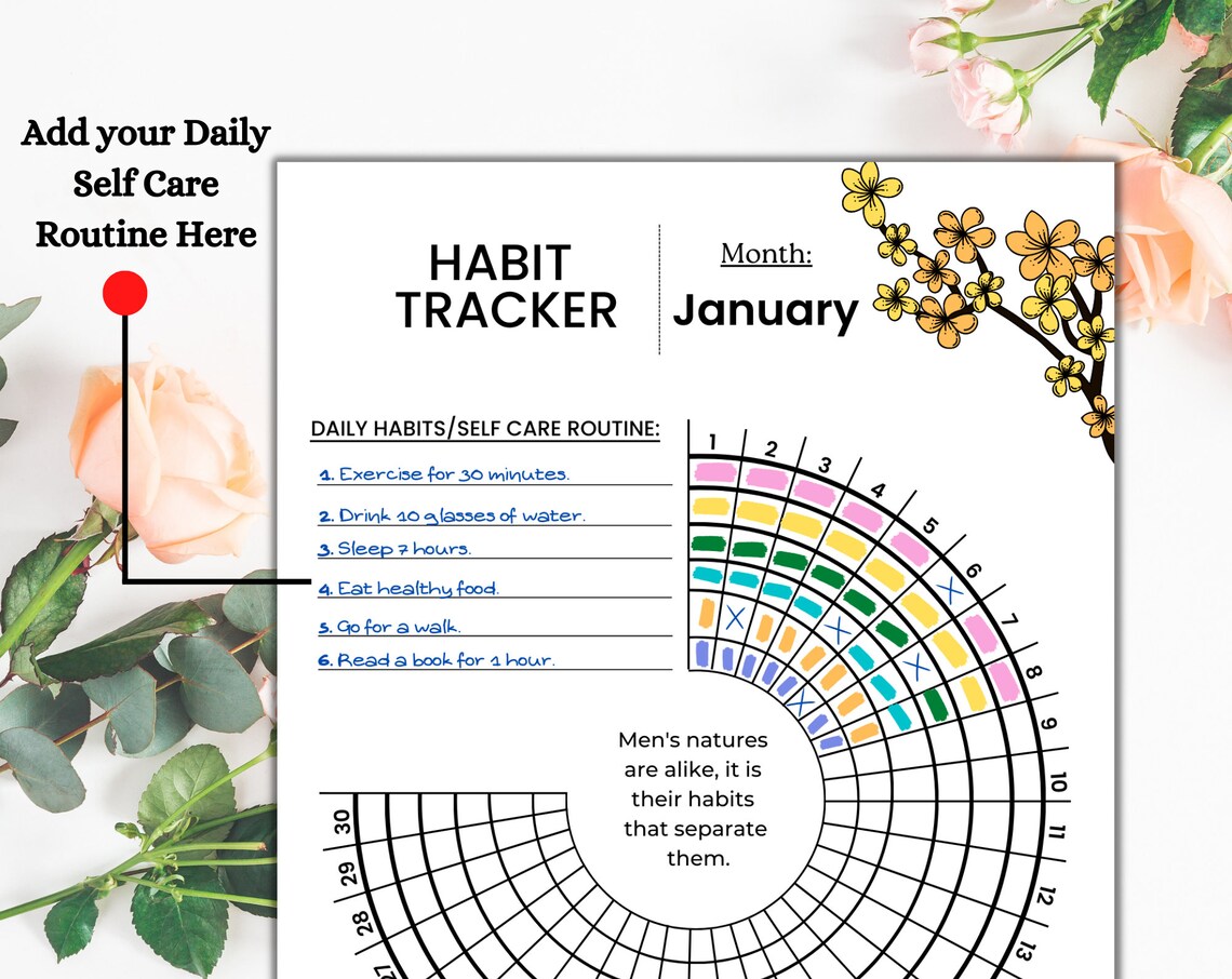 Daily Habit Tracker | Printable Tracker | Round Habit Tracker | Sizes ...