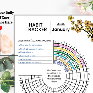 Daily Habit Tracker Printable Tracker Round Habit Tracker Sizes A4 A5 ...