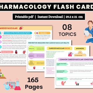 Schede didattiche di farmacologia 164 pagine / Farmacologia infermieristica stampabile / Appunti di farmacologia / Download immediato / Schede di revisione per infermieristica