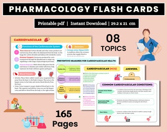 Pharmacology Flashcards 164 Pages | Nursing Pharmacology Printable | Pharmacology Notes | Instant Download | Revision Cards for Nursing