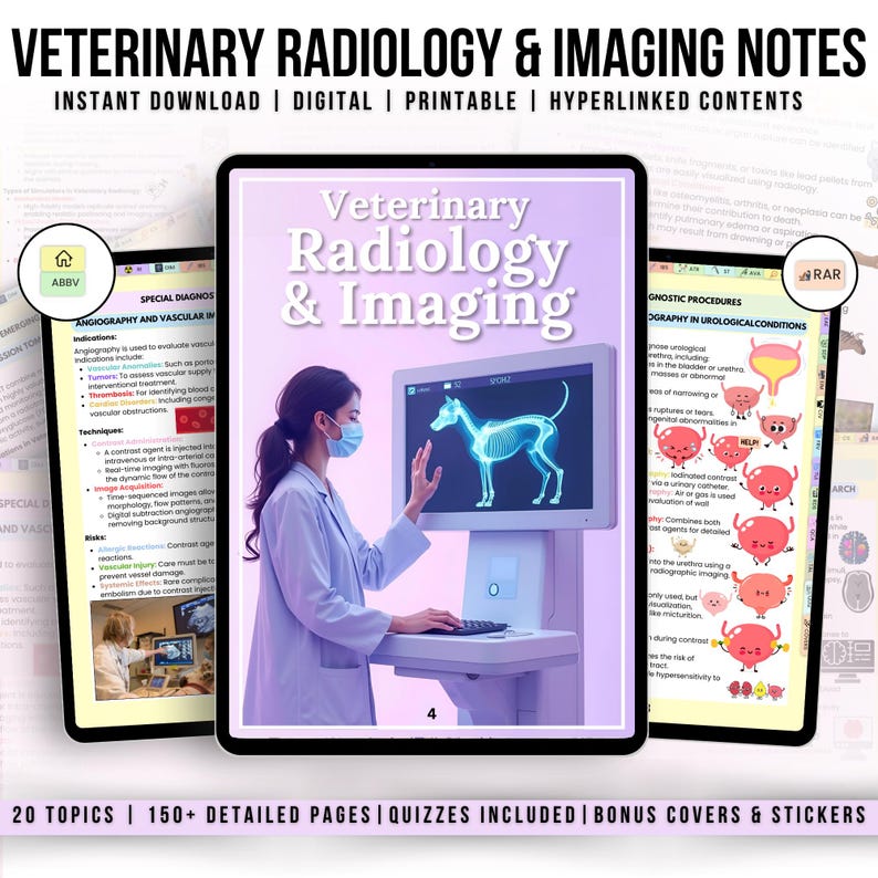 150+ Veterinary Radiology & Imaging Notes Hyperlinked, Radiology Study ...