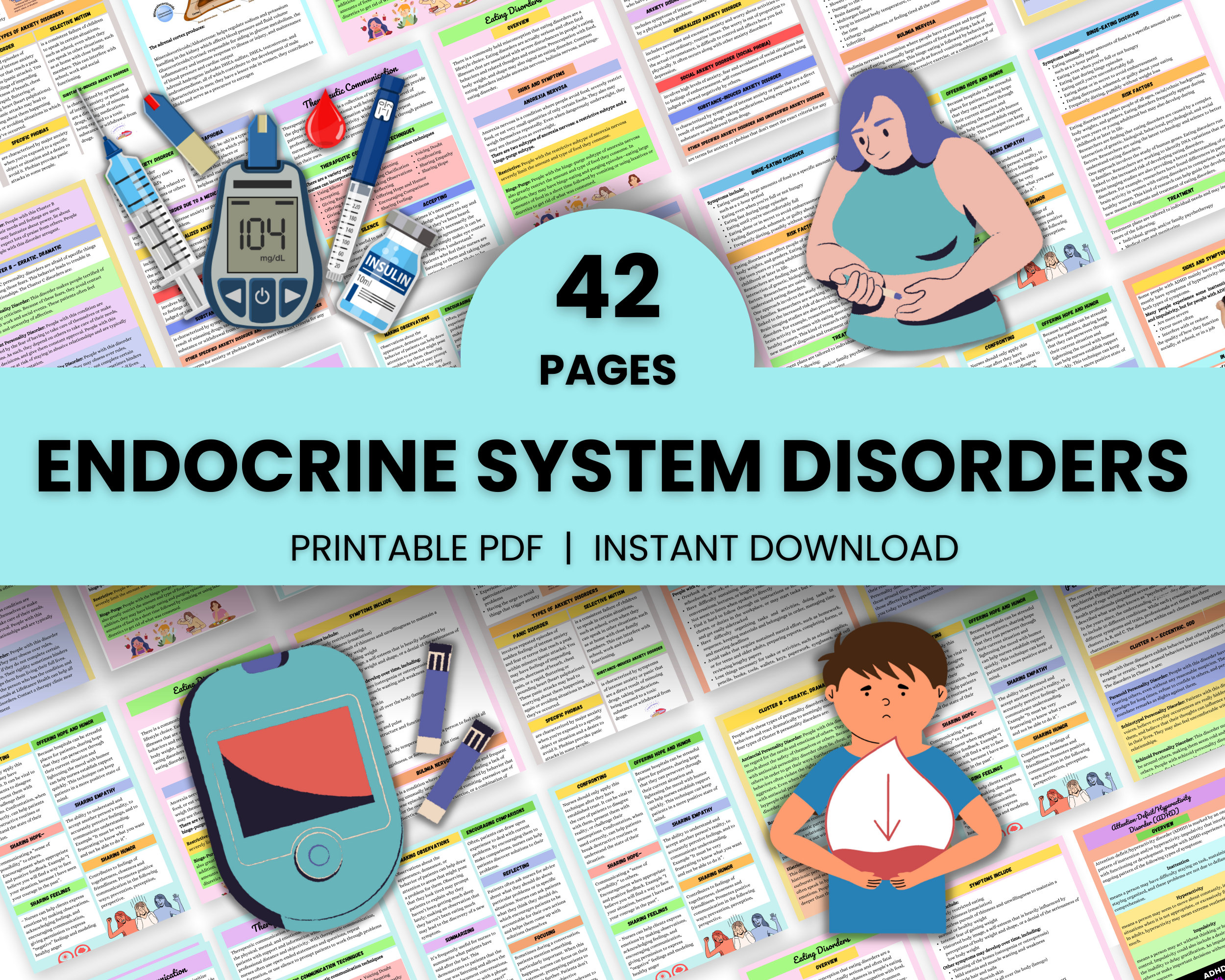 Endocrine System Bundle42page | Nursing Study Guide | Endocrine Med ...