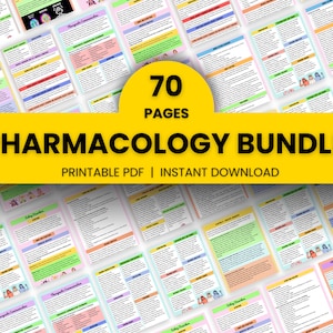 Pack de pharmacologie | Notes sur l'école d'infirmières | Notes de pharmacologie imprimables, 70 pages | Feuille de rapport de l'infirmière | Guide des médicaments