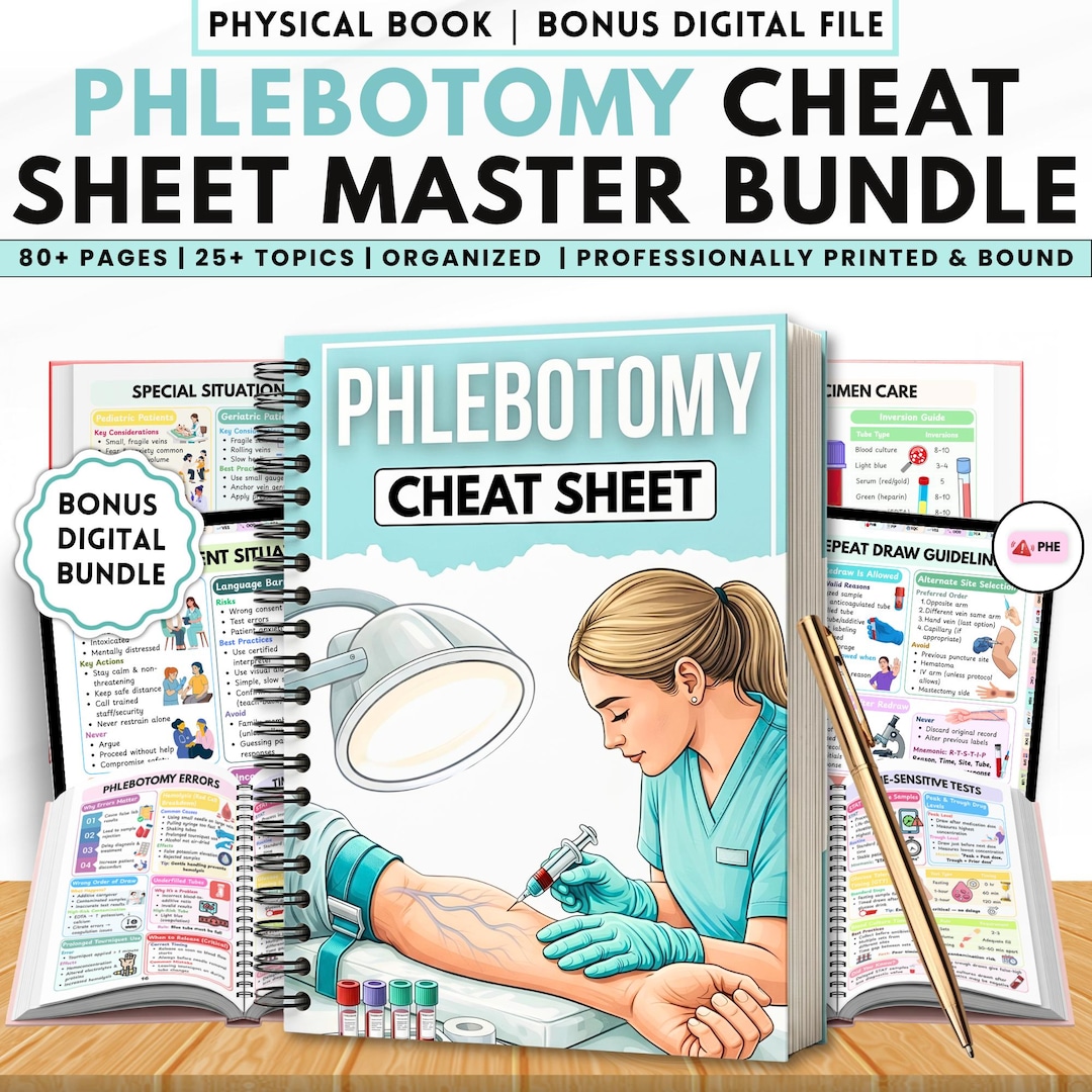 Phlebotomy Reference Phlebotomy Cheat Sheet Book | Order of Draw Venipuncture Quick ...