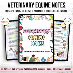 Equine Veterinary Notes Bundle Hyperlinked, Equine Medicine Notes, UPDATED 2026-27, Equine Vet Study Material, Horse Anatomy Study, Vet Tech
