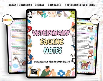 Bundel met veterinaire notities voor paarden, gelinkte informatie, notities paarden, UPDATED 2026-27, studiemateriaal dierenarts, studie paardenanatomie, technologie dierenarts