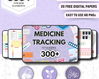 Medical Tracking Stickers 300+transparent back Ground | Pre-cropped | Healthcare Sticker | Human Body Sticker | 20 Free Digital Paper