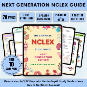 Pacchetto NCLEX per la prossima generazione NCLEX 2025-26 con 10 pagine di copertina / appunti Nclex / revisione Nclex / download immediato / preparazione Nclex / PDF stampabile