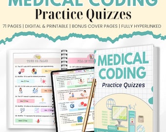 Medical Coding Quiz Hyperlinked Bundle | ICD-10 CPT Practice Questions | Anatomy & Medical Terminology Study Guide | Printable PDF