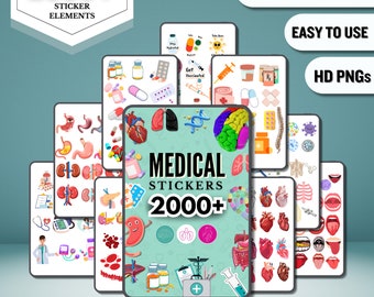 Medical Stickers 2000+transparent back Ground | Pre-cropped | Healthcare Sticker | Human Body Sticker | HD PGN file | Free Digital Paper