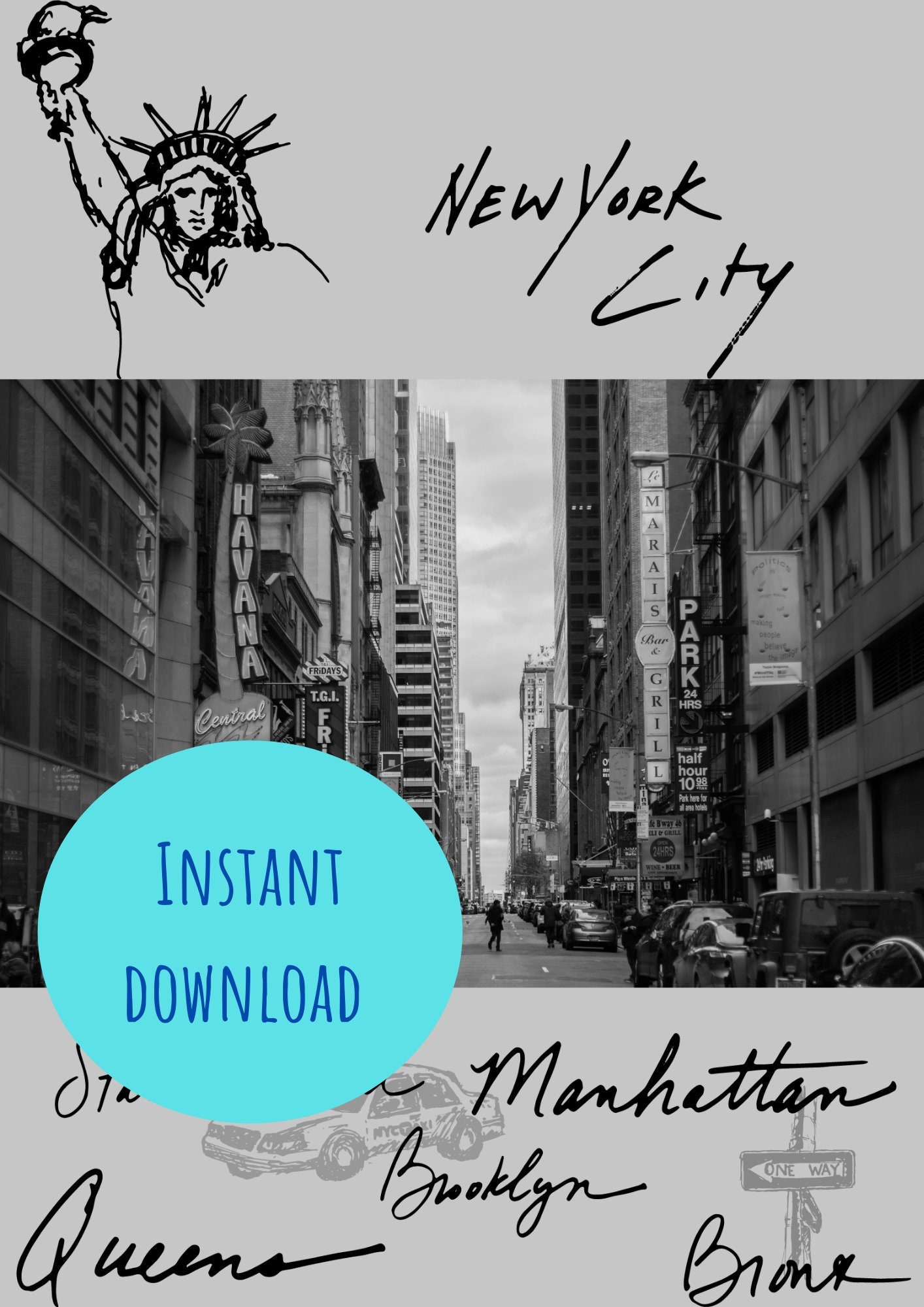 New York City Printable Poster - Etsy