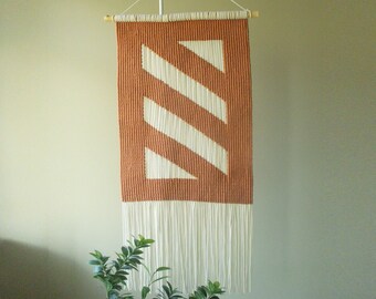 Macrame wall hanging, Wabi Sabi macrame, Japandi wall art, terracotta and natural white, Double-sided macrame, Makramee Wandbehang, Wanddeko