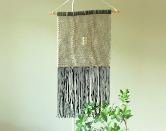 Macrame wall hanging, Wabi Sabi macrame, Japandi wall art, Beige and black, Double-sided macrame, Makramee Wandbehang, Wanddeko