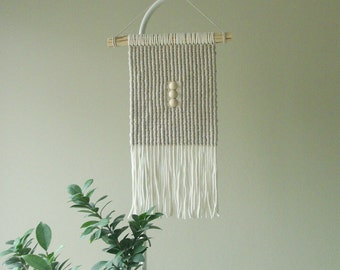 Macrame wall hanging, Wabi Sabi macrame, Japandi wall art, Beige and natural white, Double-sided macrame, Makramee Wandbehang, Wanddeko