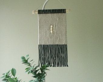 Macrame wall hanging, Wabi Sabi macrame, Japandi wall art, Beige and black, Double-sided macrame, Makramee Wandbehang, Wanddeko