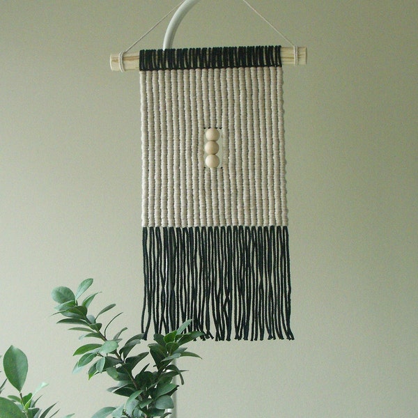 Macrame wall hanging, Wabi Sabi macrame, Japandi wall art, Beige and black, Double-sided macrame, Makramee Wandbehang, Wanddeko