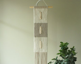 Long macrame wall hanging, Wabi Sabi macrame, Japandi wall art, Natural white and beige, Double-sided macrame, Makramee Wandbehang, Wanddeko