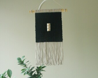 Macrame wall hanging, Wabi Sabi macrame, Japandi wall art, Black and beige, Double-sided macrame, Makramee Wandbehang, Wanddeko