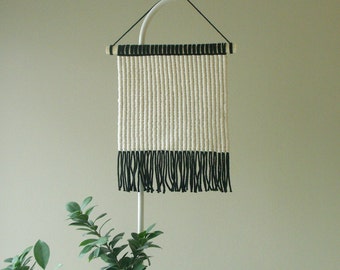 Macrame wall hanging, Wabi Sabi macrame, Japandi wall art, Natural white and black, Double-sided macrame, Makramee Wandbehang, Wanddeko