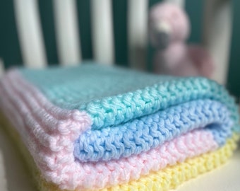 Hand Knitted Baby Blanket | Newborn Blanket | Baby Keepsakes | 100% Soft & Warm Washable Baby Blanket | Baby Shower Gift | Buggy Blanket