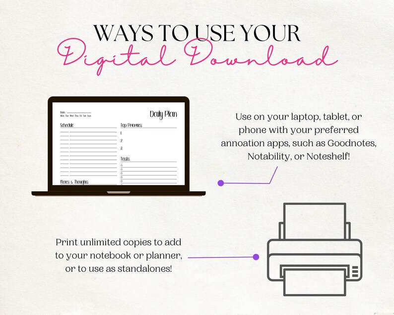 Daily Planner Printable Template, ADHD Digital Planner, to Do List PDF, Daily Reflection