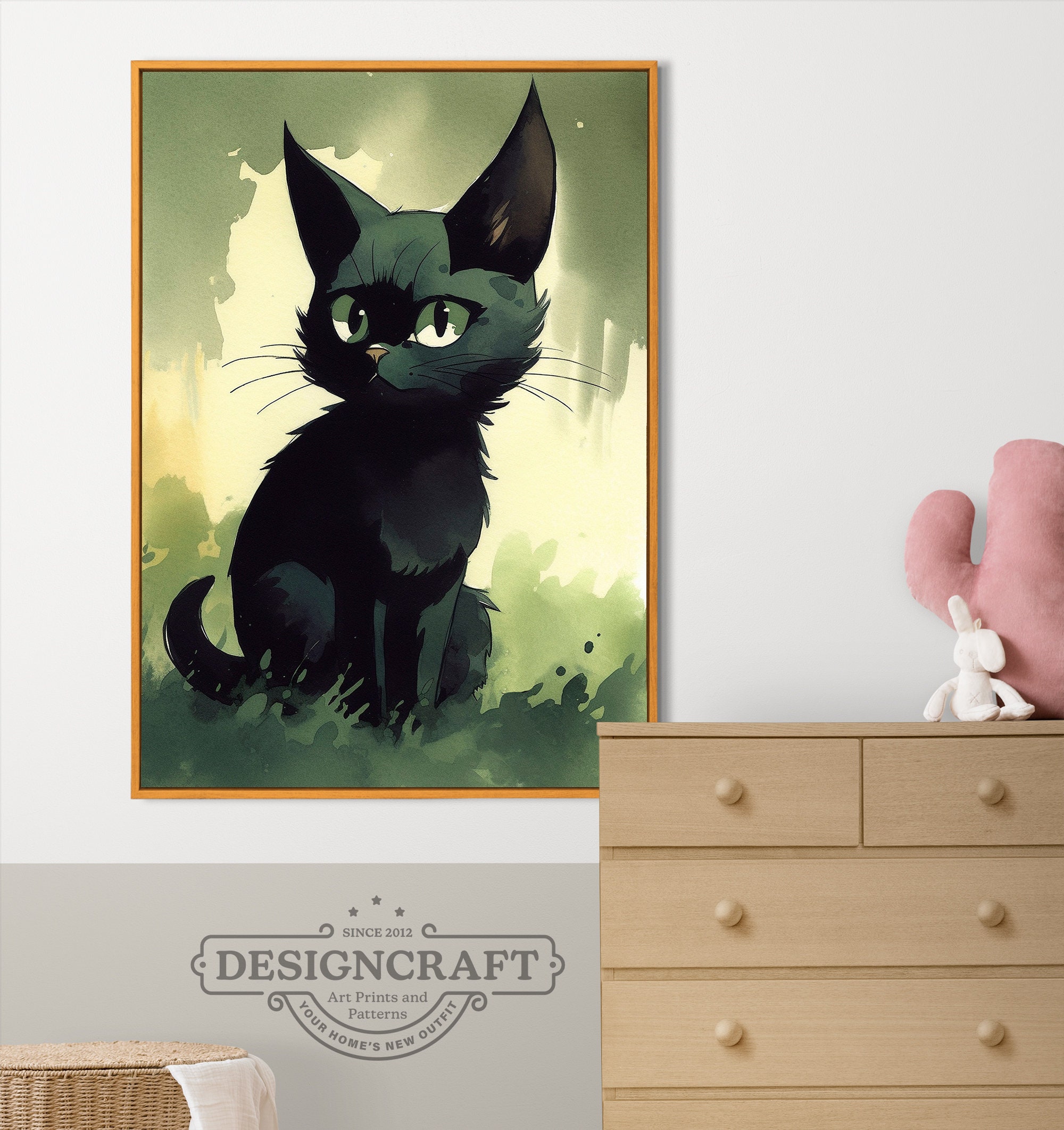 Printable Watercolor Painting Jiji Cat From Kiki's Etsy