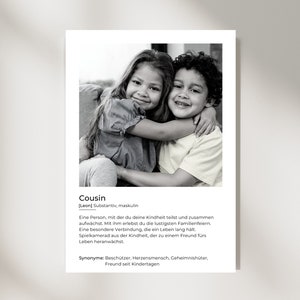 Definition Poster Cousin I Geschenkideen Geburtstag I Poster personalisiert I Geschenk Lieblingsmensch