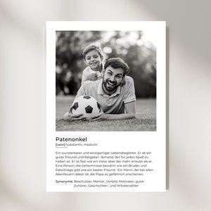 Definition Poster Patenonkel personalisiert I Geschenkideen Geburtstag I Download Poster I Geschenk zur Taufe I Fotogeschenk I Weihnachten