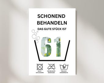 Cash gift for a 61st birthday | Treat carefully | Give money creatively | The good piece is 61 | Last-minute birthday gift
