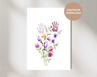 Gift handprint children baby I Grandma and Grandpa I Handprint grandparents grandchildren I Mother's Day Father's Day l Handprint baby l DIY gift