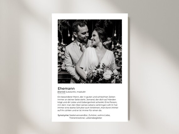 Definition Poster Ehemann I Geschenk Ehemann I Hochzeitsgeschenk I Geschenk Brautpaar I Jahrestag Verlobung I Hochzeitstag I personalisiert