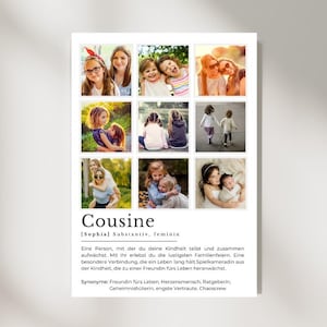 Poster Definition Cousine I Poster personalisiert mit Foto und Name  I Geschenkideen Weihnachten I Geburtstag I Geschenk Lieblingsmensch