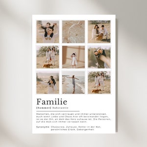 Definition Familie Poster I Geburtstagsgeschenk I Fotocollage I Geschenkideen Kinder an Eltern I Familienbild Download I personalisiert