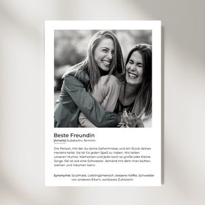 Poster Beste Freundin Definition Geschenk Geschenkideen Geburtstag Weihnachten Poster personalisiert Geschenk Erinnerung Last Minute