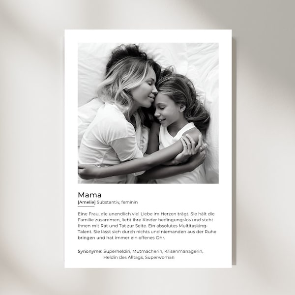 Definition Mama Poster I Geschenkideen Geburtstag I Download I Poster personalisiert I Geschenk Mama