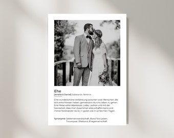 Definition Poster Ehe I Hochzeitsgeschenk I Geschenk Brautpaar I Jahrestag Verlobung I Hochzeitstag I Download I Poster personalisiert