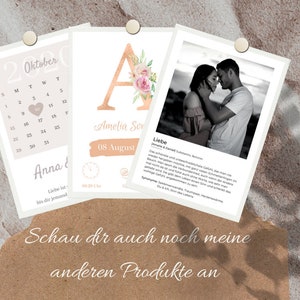 May include: A collection of three framed prints. One features a calendar for October with a heart on the 10th. Another has a floral "A" with the name "Amelia Sor" and the date "08 August". The third is a black and white photo of a couple.