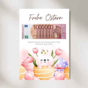 Geldgeschenk voor Pasen I Prettig Pasen I Paasgeschenk I Last-minute geschenk I Eerste miljoen I Gepersonaliseerd geldgeschenk I Download kinderen