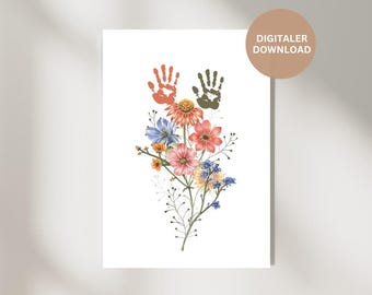 Gift Handprint Children Baby I Grandma and Grandpa I Handprint Grandparents Grandchildren I Mother's Day Father's Day l Handprint Baby l DIY Gift