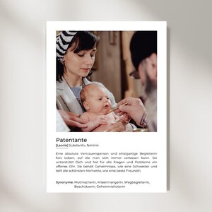 Definition PosterI Patentante I Geschenkideen Geburtstag WeihnachtenI Download I Poster personalisiert mit Foto und Namen I Geschenk Taufe