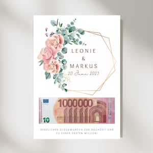 Hochzeitsgeschenk I Geldgeschenk zur Hochzeit I Geschenk Brautpaar I Eure erste Million I digitaler download I personalisiertes Poster