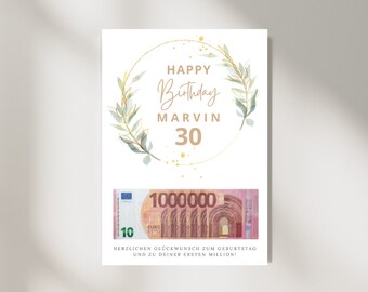 Birthday gift personalized with name, date and age cash gift for birthday girlfriend round birthday first million download