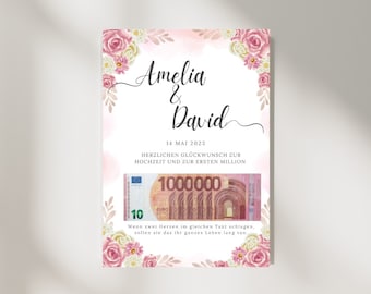 Hochzeitsgeschenk I Eure erste Million I Geldgeschenk zur Hochzeit I Geschenk Brautpaar I digitaler download I personalisiertes Poster