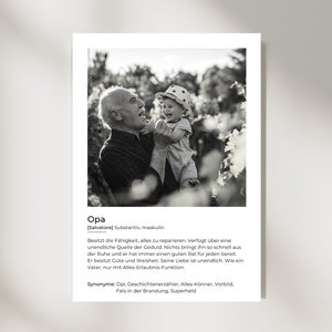 Definition Poster Opa I Geschenkideen Großvater Weihnachten I Download I Poster personalisiert I Geschenk Großvater