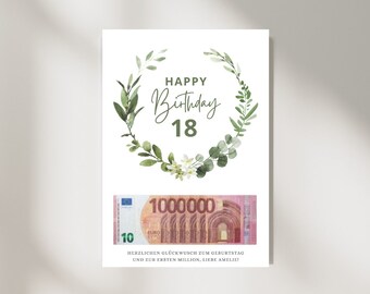 Geldgeschenk zum Geburtstag I erste Million I Geburtstagsgeschenk personalisiert mit Namen, Datum und Alter I runder Geburtstag I download