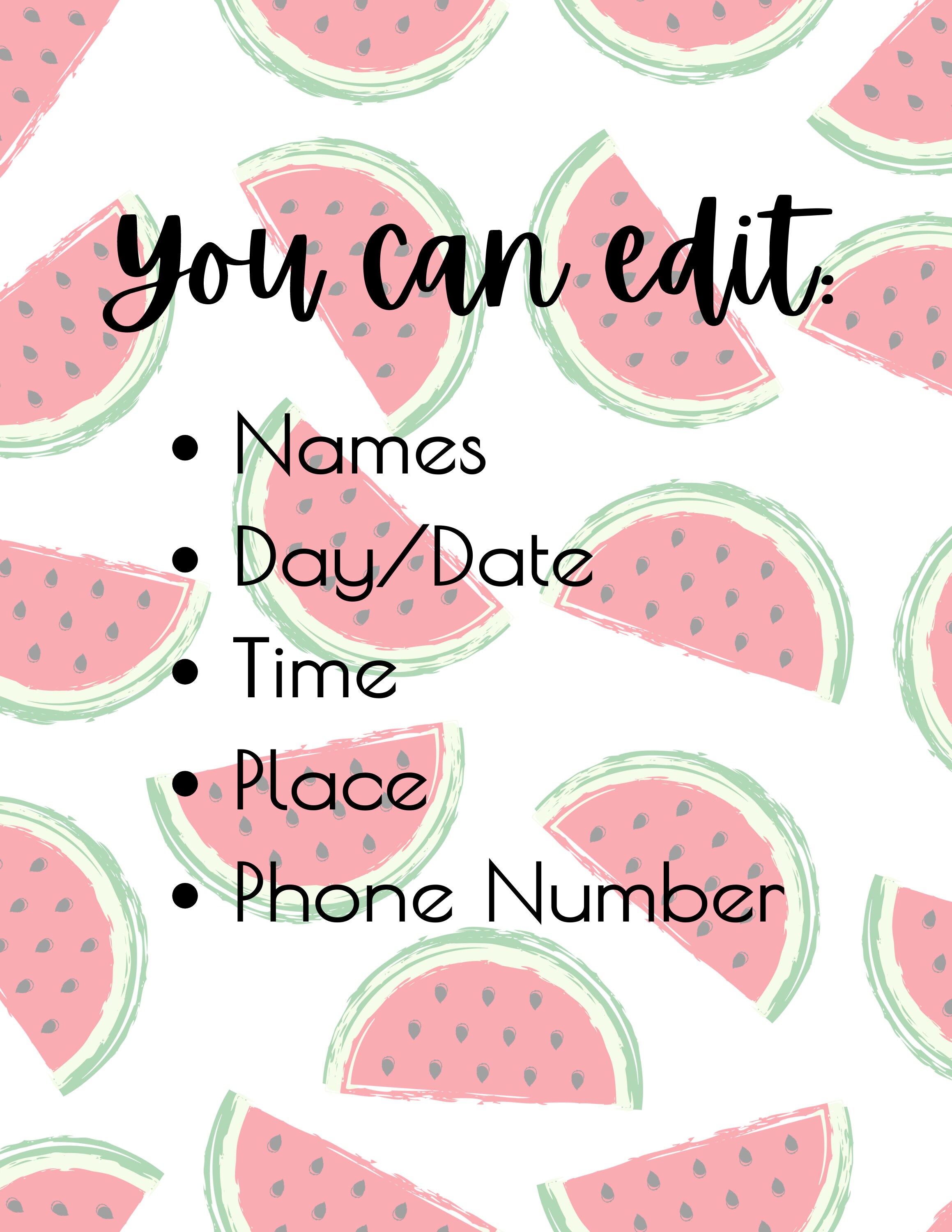 One in a Melon Birthday Invitation - Editable - Digital - Instant