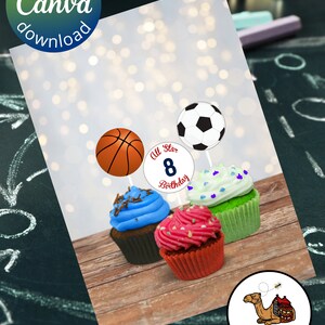 All Star Birthday Cupcake Toppers