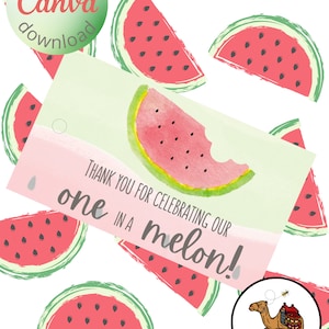 One in a Melon Birthday Favor Tags