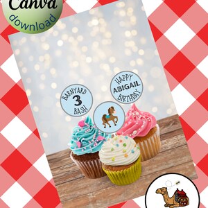 Barnyard Birthday Cupcake Toppers