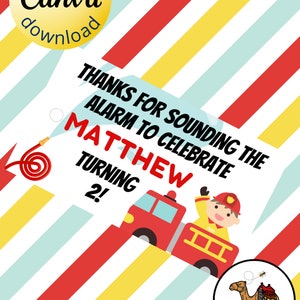 Fire Truck Birthday Favor Tags